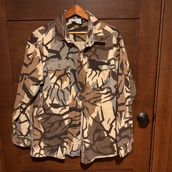 VTG Cabelas Predator Camo Heavy Button Up Long Sleeve XL 100% Cotton USA Made - Picture 1 of 4